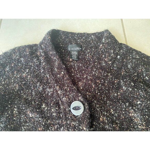 Brittany Black Bulky Knit One Button Cardigan Sweater Woman's Size M - Picture 3 of 8